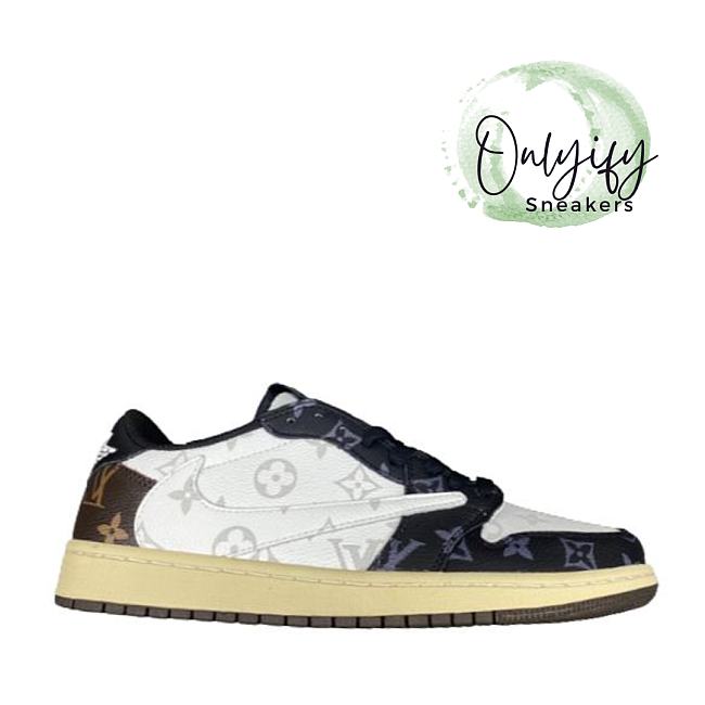 Travis Scott x LV x Nike Air Jordan 1 Low Brown Black White CM7866-126 - 1
