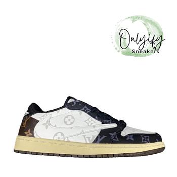 Travis Scott x LV x Nike Air Jordan 1 Low Brown Black White CM7866-126