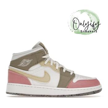 Air Jordan 1 Mid SE Pastel Vivid Green Grind (GS)  DJ0338-100