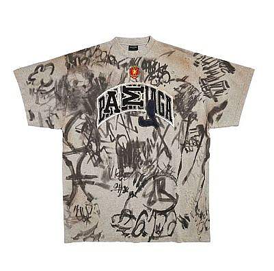 Balenciaga Women's Gray Skater Graffiti-print T-shirt - 1