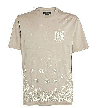 AMIRI Beige Bandana Bleach Logo T-Shirt