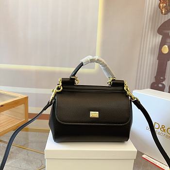 Dolce & Gabbana Small Sicily Bag Print Dauphine Calfskin Black BB7116A100180999 size 23