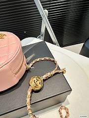 CHANEL Matelasse Round Chain Shoulder Bag Leather Metallic Pink 12cm x 12cm - 5