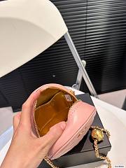 CHANEL Matelasse Round Chain Shoulder Bag Leather Metallic Pink 12cm x 12cm - 3