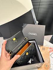 Classic Black Lambskin Pearl Crush Card Holder Belt Bag 12cm x 10 cm - 3