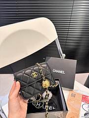 Classic Black Lambskin Pearl Crush Card Holder Belt Bag 12cm x 10 cm - 5
