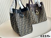 FENDI Women Origami Black FF Jacquard Fabric Bag 27cm x 25xm - 4