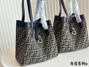 FENDI Women Origami Black FF Jacquard Fabric Bag 27cm x 25xm