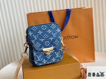 LV Fairfax Pochette Bag Monogram Denim Blue 14cm x 18cm