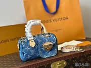 Louis Vuitton Nano Speedy Monogram Denim Women's Blue Bag 16cm x 9.5cm - 2