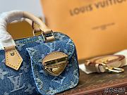 Louis Vuitton Nano Speedy Monogram Denim Women's Blue Bag 16cm x 9.5cm - 5