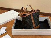 Celine SMALL BUCKET IN TRIOMPHE CANVAS AND CALFSKIN TAN 191442CAS 25cm x 23cm - 1