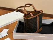 Celine SMALL BUCKET IN TRIOMPHE CANVAS AND CALFSKIN TAN 191442CAS 25cm x 23cm - 6