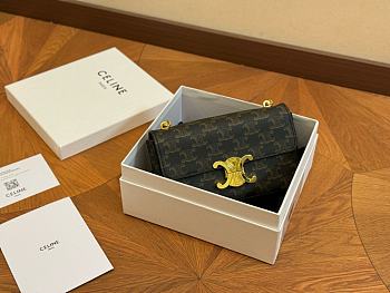 CELINE CHAIN SHOULDER BAG CLAUDE in Triomphe canvas 20cm x 10cm