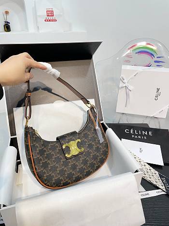 Celine Brown Canvas Ava Triomphe Shoulder Bag 23cm×13.5cm×6cm