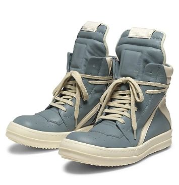 Rick Owens geobasket leather high-top sneakers - blue and milk 242232M236054 - 1