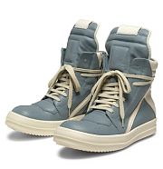 Rick Owens geobasket leather high-top sneakers - blue and milk 242232M236054 - 1