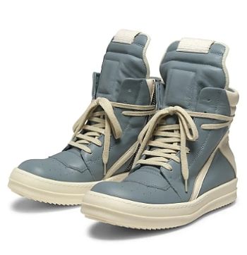 Rick Owens geobasket leather high-top sneakers - blue and milk 242232M236054