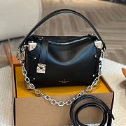 Louis Vuitton LV Women Side Trunk MM Handbag Black Grained Calf Leather M25160 23cm x 16cm - 1