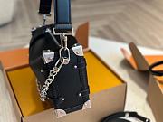 Louis Vuitton LV Women Side Trunk MM Handbag Black Grained Calf Leather M25160 23cm x 16cm - 2