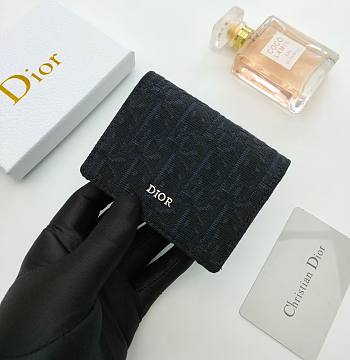 Wallet with Money Clip Black Dior Oblique Jacquard  11.3 x 8.2 x 1 cm