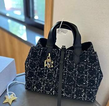 Medium Dior Toujours Bag Black Cannage Tweed M2821OTKV_M911 28.5 x 21.5 x 17 cm