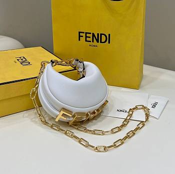 Fendi by Marc Jacobs Fendigraphy Small White Leather Bag 8BR798A5DYF1HEL 20 cm x 13 cm x 7.5 cm