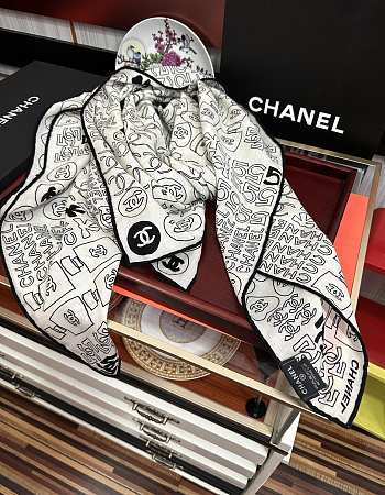 Chanel silk scarf white