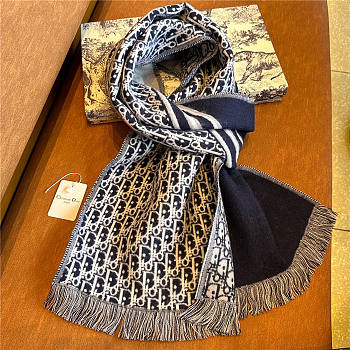 Dior Oblique University Reversible Scarf Navy Blue