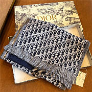 Dior Oblique University Reversible Scarf Navy Blue - 4