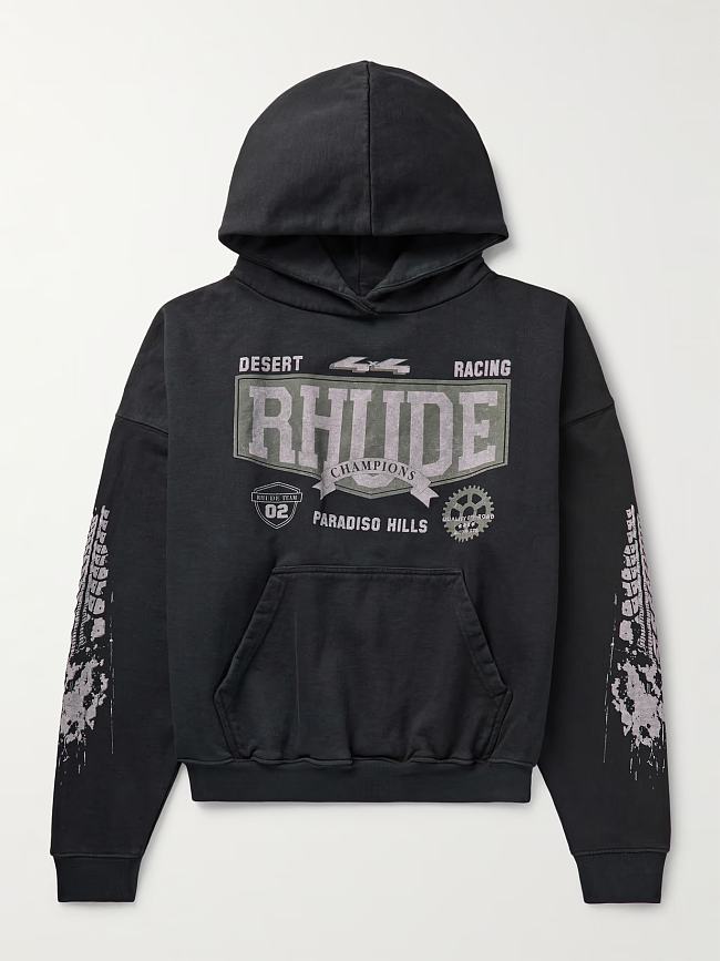 RHUDE 4x4 Logo-Print Cotton-Jersey Hoodie - 1