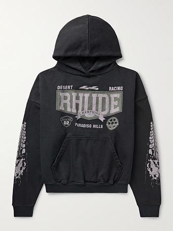 RHUDE 4x4 Logo-Print Cotton-Jersey Hoodie