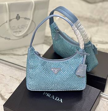 Prada Duchesse and crystal blue mini-bag 22cm x 17cm x 6cm