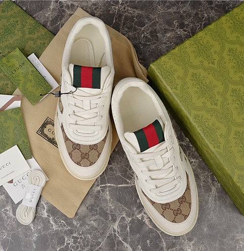 Gucci Re Web Leather Sneakers - 1