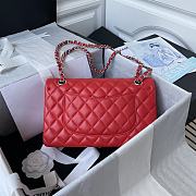 Chanel Classic Red Double Flap Bag Medium Lambskin Leather 25cm x 6cm - 4