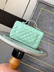 Chanel Mini Flap Bag with Top Handle   Lambskin & Lacquered Metal  Light Green 23cm - 6