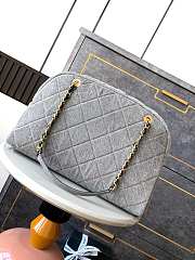 Chanel Maxi Bowling Bag Light Grey Washed Denim Antique Gold Hardware 40cm x 29cm x 15cm - 3