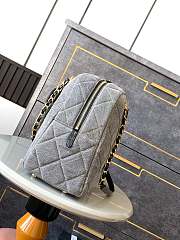 Chanel Maxi Bowling Bag Light Grey Washed Denim Antique Gold Hardware 40cm x 29cm x 15cm - 6
