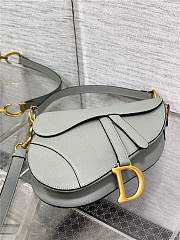 Dior Saddle Bag with Strap Stone Gray Grained Calfskin 25cm x 20cm x 6cm - 6