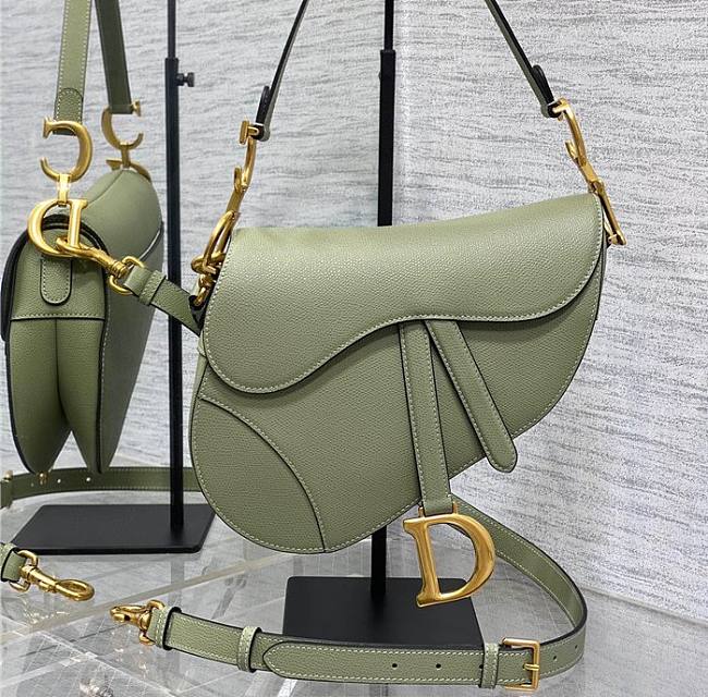 Dior Saddle Bag with Strap Cedar Green Grained Calfskin 25cm x 20cm x 6cm - 1