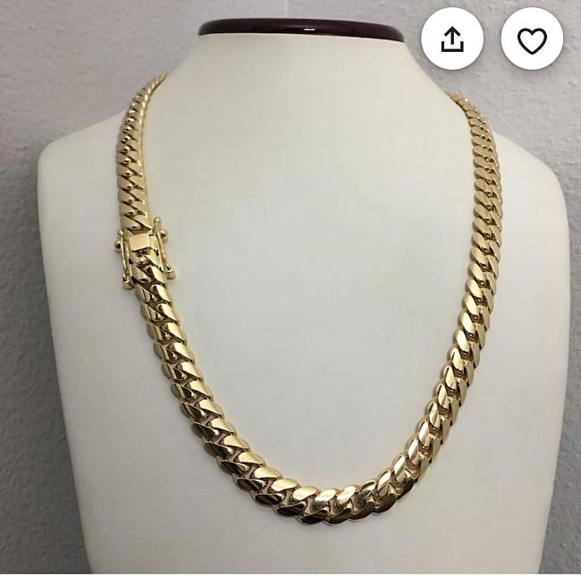 Solid Yellow Gold 9mm Miami Cuban Link Chain Necklace -  24