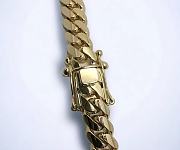 Solid Yellow Gold 9mm Miami Cuban Link Chain Necklace -  24
