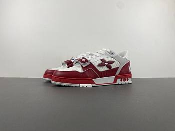 louis Vuitton LV trainer Velcro red and white 