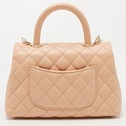 Chanel Coco Handle Small Flap Bag – Caviar Quilted Leather in Light Beige with Gold Hardware - 4