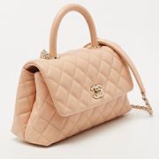 Chanel Coco Handle Small Flap Bag – Caviar Quilted Leather in Light Beige with Gold Hardware - 5