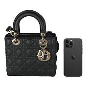 Lady Dior Medium Bag in Black Premium leather with Gold-Tone Hardware - 2