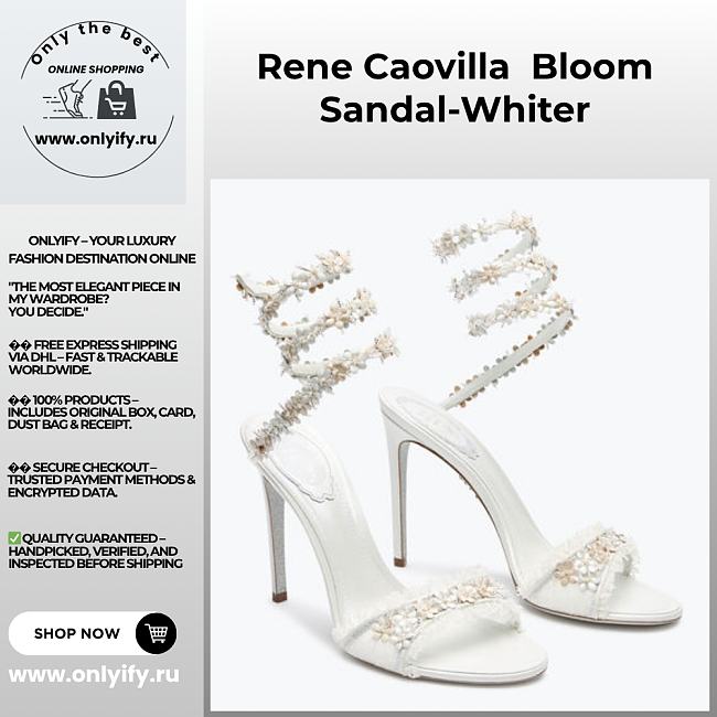 Rene Caovilla Bloom White Crystal Sandal - 1