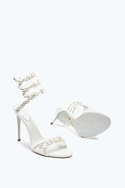 Rene Caovilla Bloom White Crystal Sandal - 6