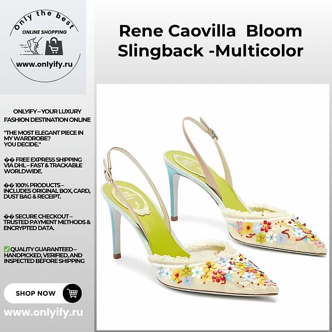 Rene Caovilla Bloom Slingback Pumps – Multicolor Crystal Embellished Heels - 1