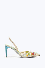 Rene Caovilla Bloom Slingback Pumps – Multicolor Crystal Embellished Heels - 6